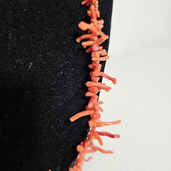 Vintage Natural Red Coral Branch and Heishi Necklace for Women, Southwestern 26" - Picture 4 of 10